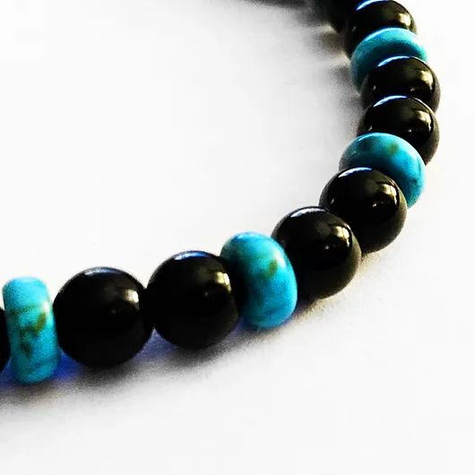 Onyx & Turquoise Calligraphy Bracelet